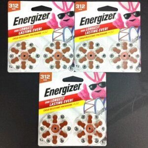 *36 Count* Lot of 3 12-packs ENERGIZER 312 1.45V Hearing Aid Battery Exp 12/2029